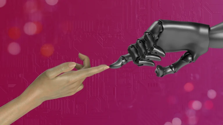 Imagen que resulta como una analogía a la convergencia entre los humanos y la inteligencia artificial.